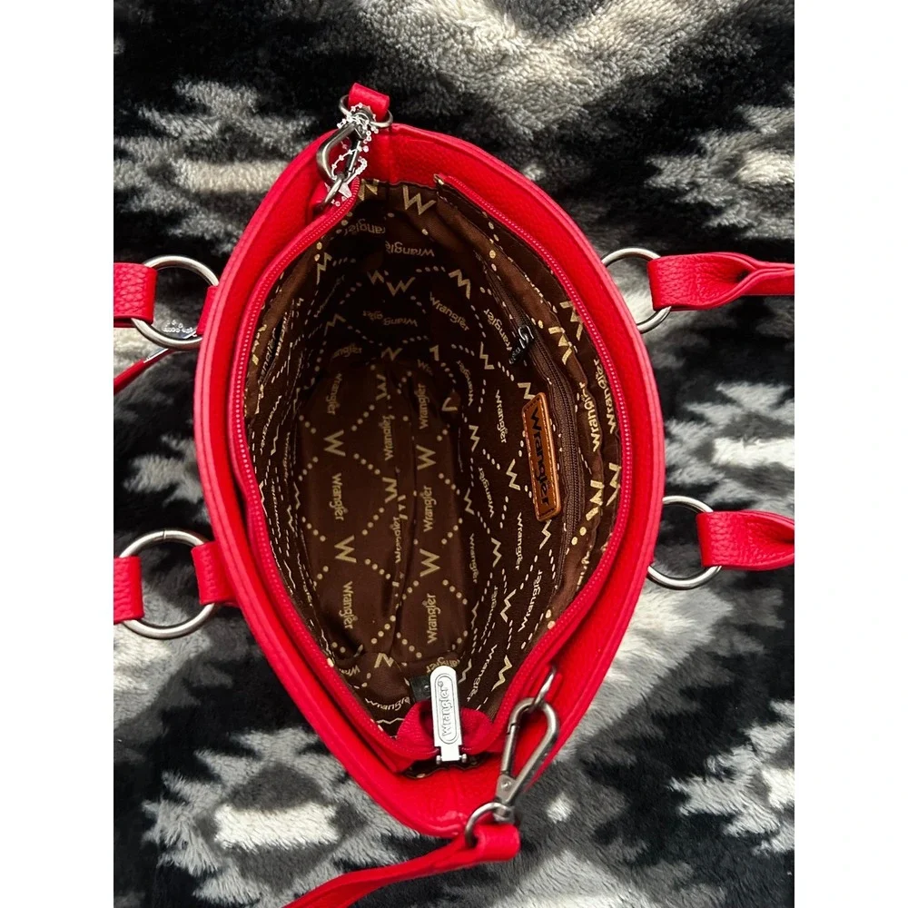 Wrangler Red Paisley Canvas Mini‎ Tote Crossbody Bag Western Handbag NEW